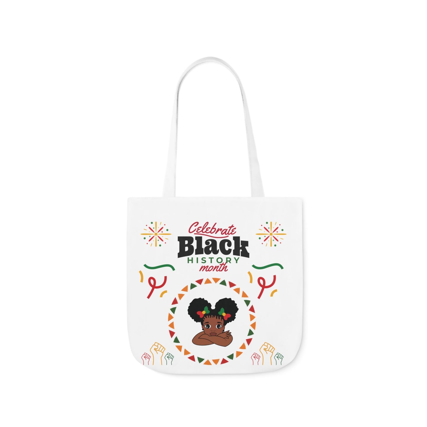 White Black History Canvas Tote Bag, 5-Color Straps
