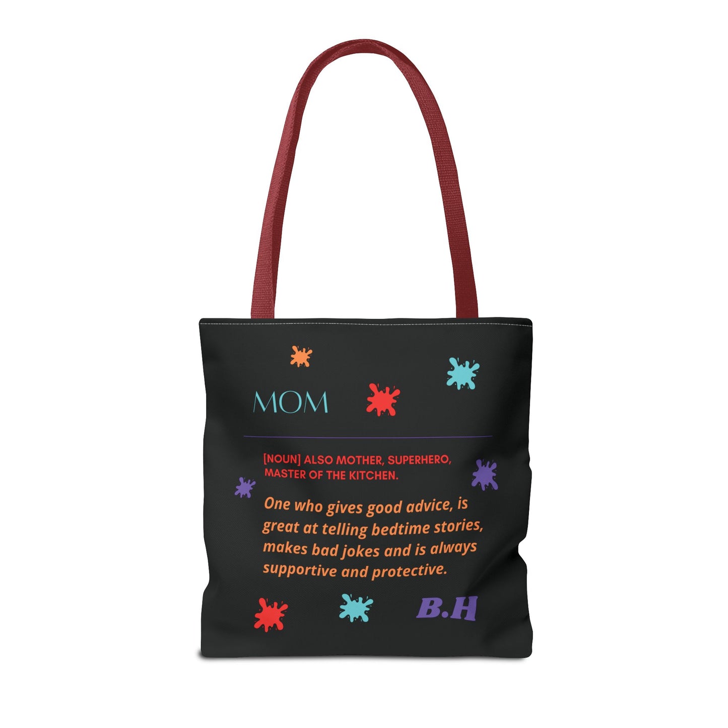 Black Graphic Canvas Tote Bag For Mom(Personalized initials)