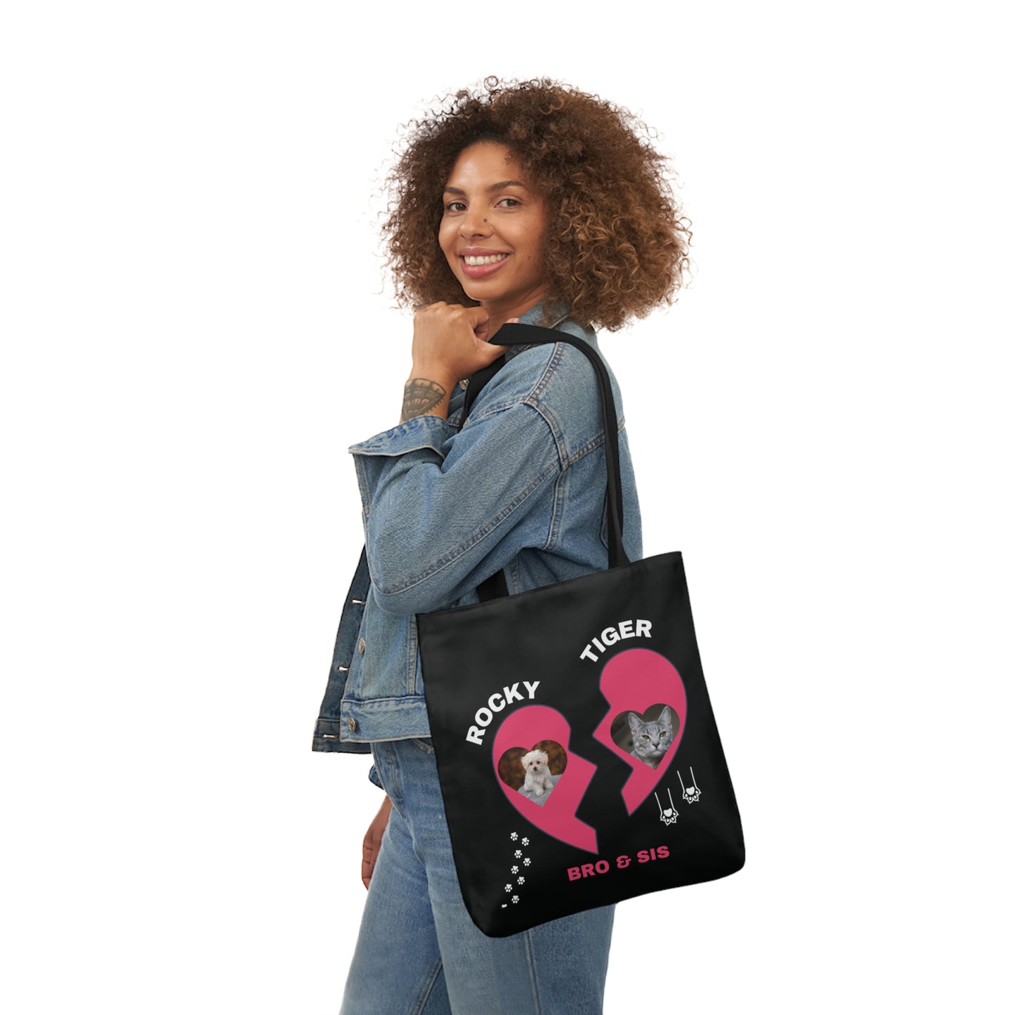 Canvas Tote Bag, Personalized Cat and Dog Design