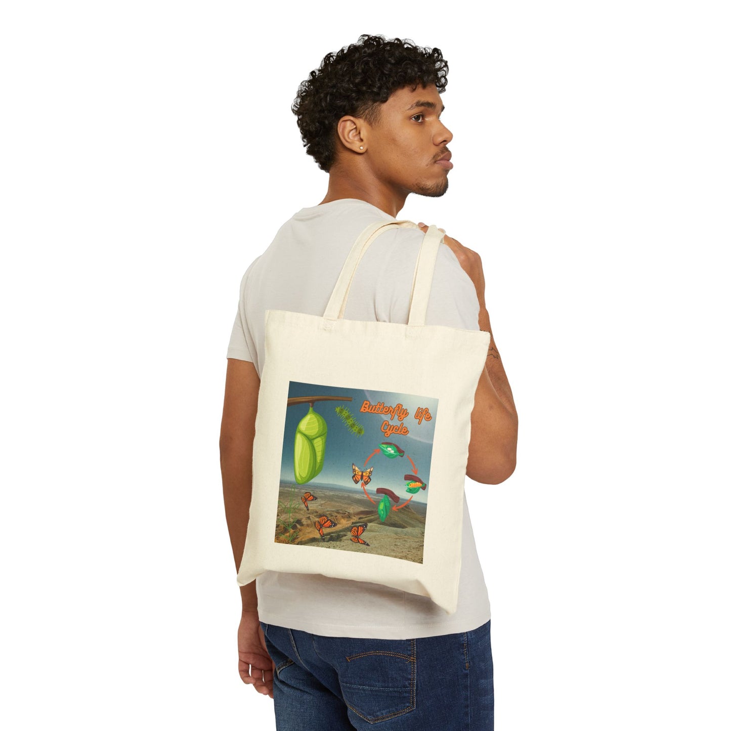 Caterpillar Cotton Canvas Tote Bag