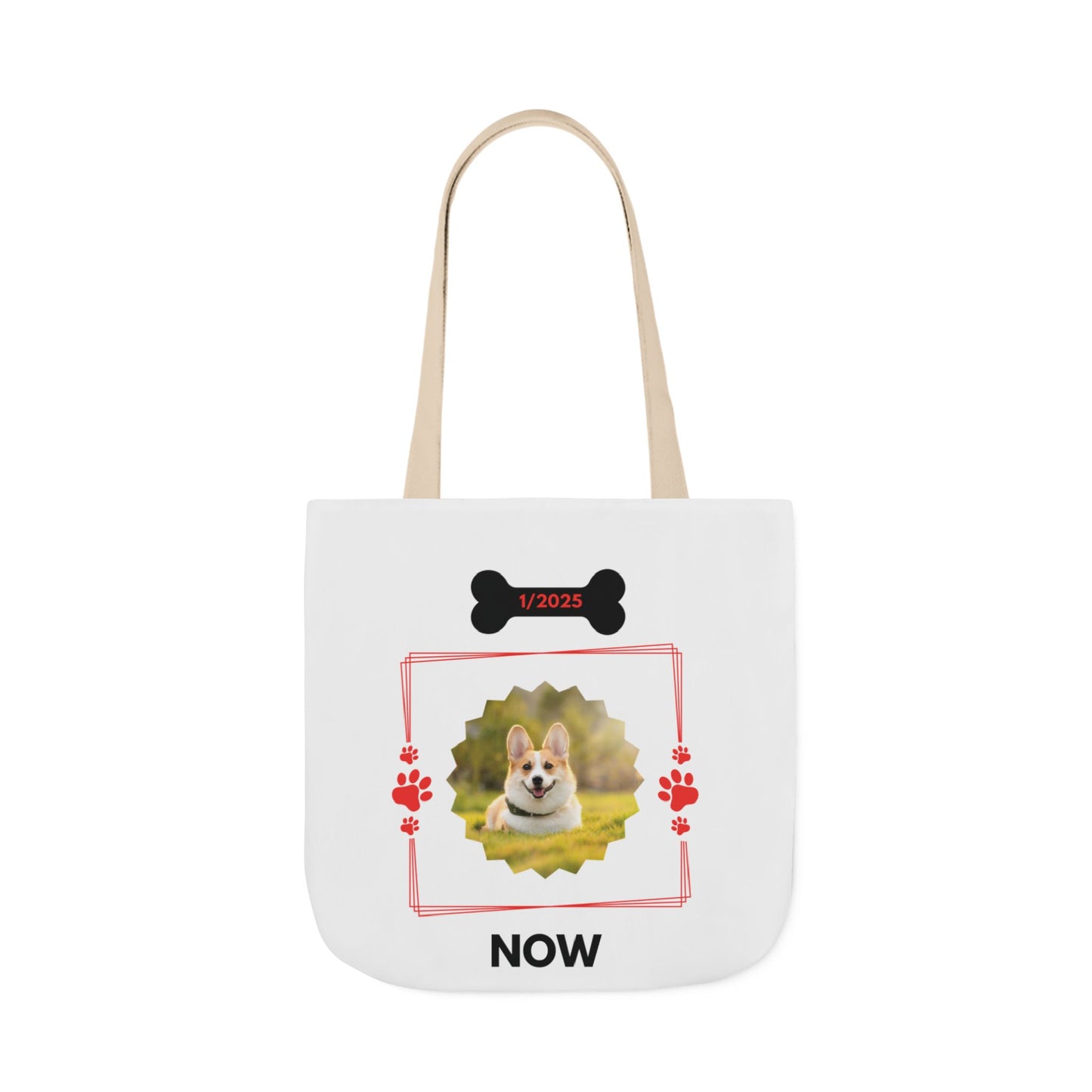 Personalized Dog Before and Now Photos White Canvas Tote Bag