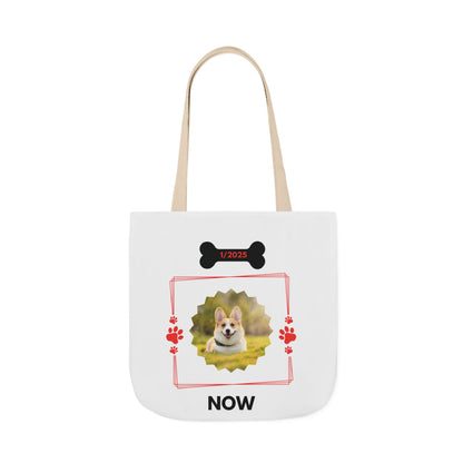 Personalized Dog Before and Now Photos White Canvas Tote Bag