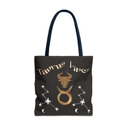 Personalized Taurus Vibes' Zodiac Canvas Tote Bag with Birth Year & Initials
