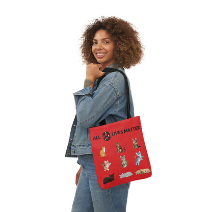 Red Cat theme Canvas Tote Bag