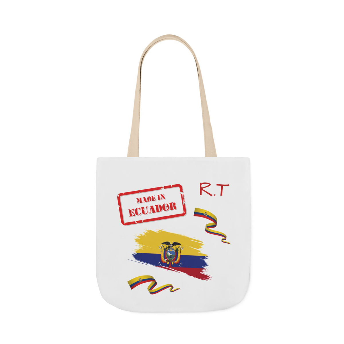 Ecuador Canvas Tote — "Te Amo" Heart Flag Design Personalized initial and D.O.B