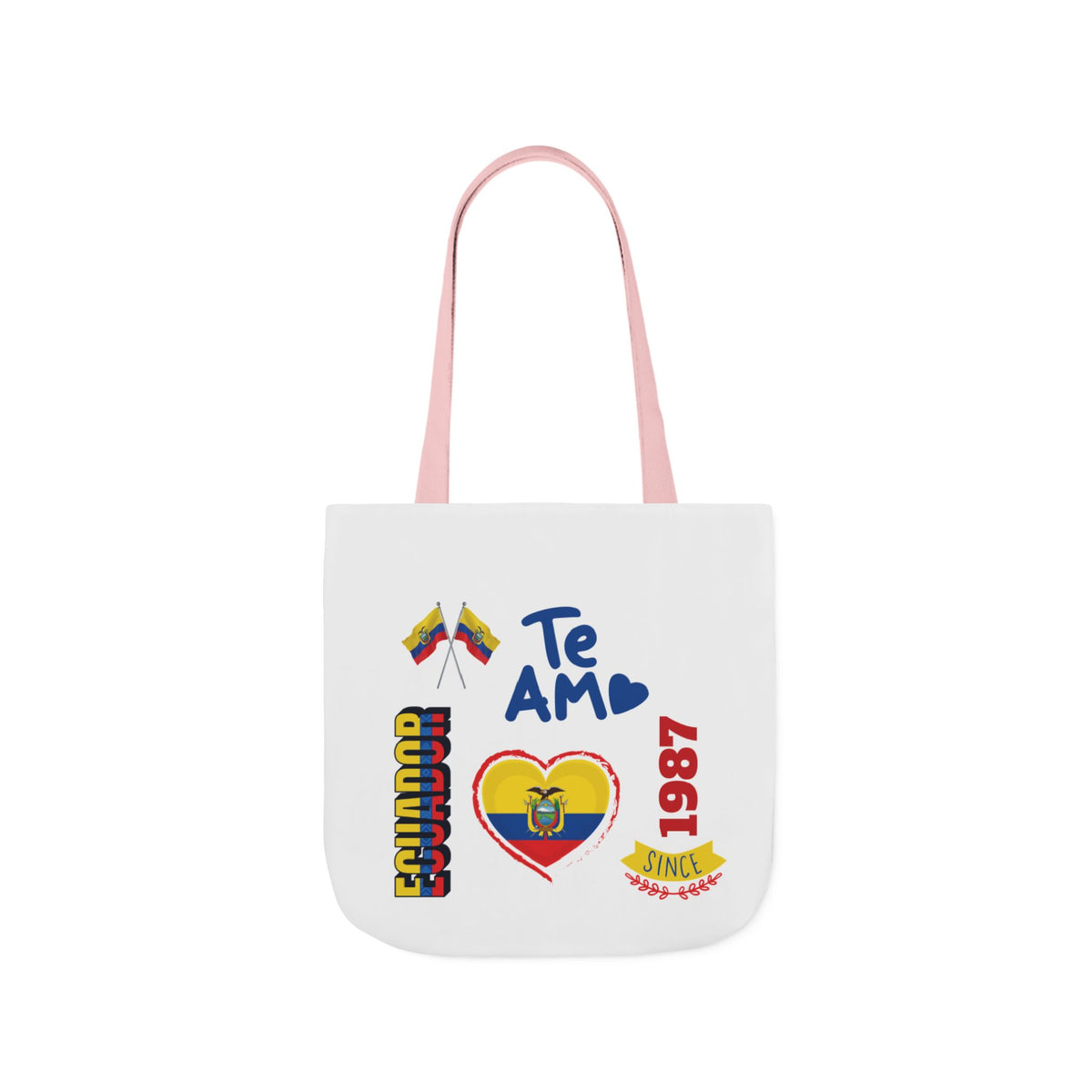 Ecuador Canvas Tote — "Te Amo" Heart Flag Design Personalized initial and D.O.B