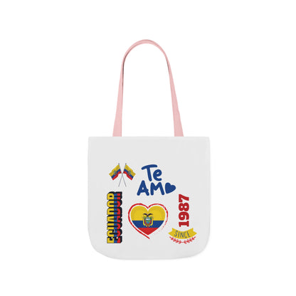 Ecuador Canvas Tote — "Te Amo" Heart Flag Design Personalized initial and D.O.B