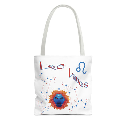 Personalized Year & Initial, Leo Vibes Zodiac White Tote Bag