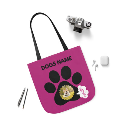 Pink Personalized Dog Canvas Tote Bag