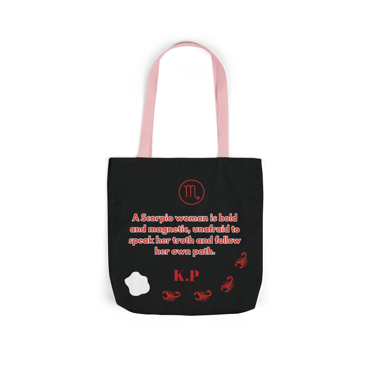 Personalized D.O.B Scorpio 1987 Tote Bag with initials in back — Zodiac Canvas Tote with Neon Scorpion Design