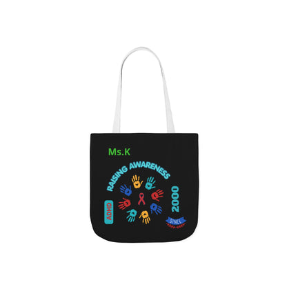Autism Awareness Canvas Tote — Rainbow Handprints & Ribbon Design