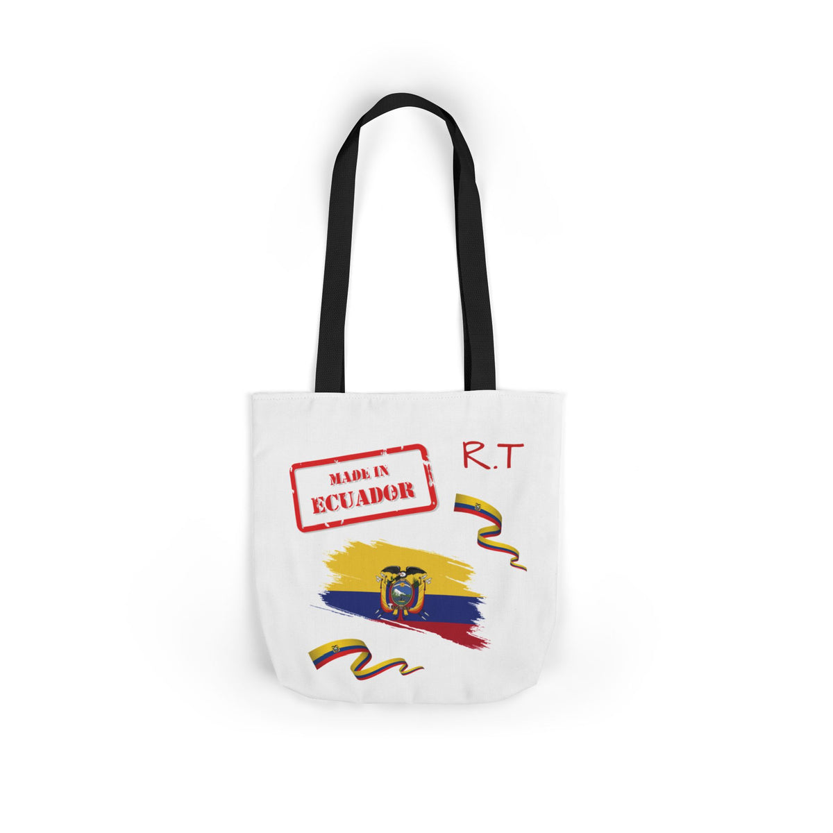 Ecuador Canvas Tote — "Te Amo" Heart Flag Design Personalized initial and D.O.B