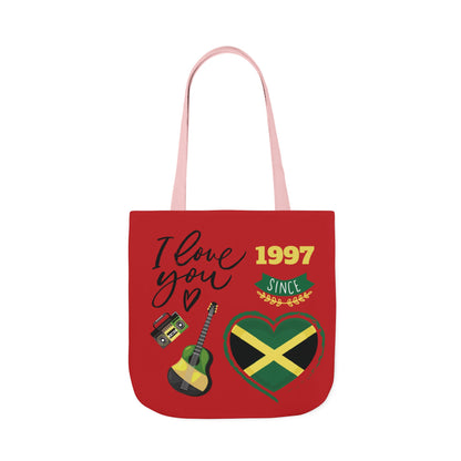 Personalized D.O.B & Initial Jamaica Theme Canvas Tote Bag