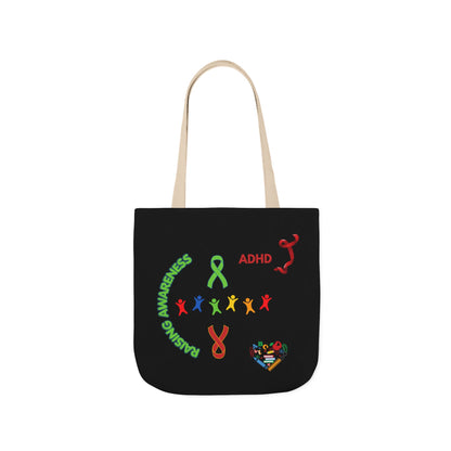 Autism Awareness Canvas Tote — Rainbow Handprints & Ribbon Design