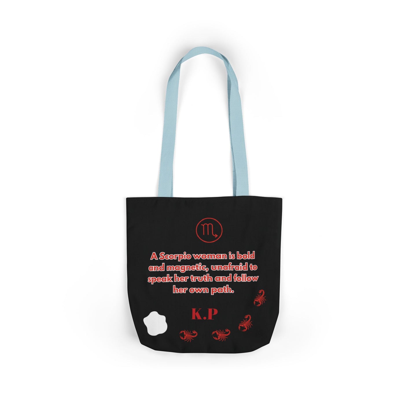 Personalized D.O.B Scorpio 1987 Tote Bag with initials in back — Zodiac Canvas Tote with Neon Scorpion Design