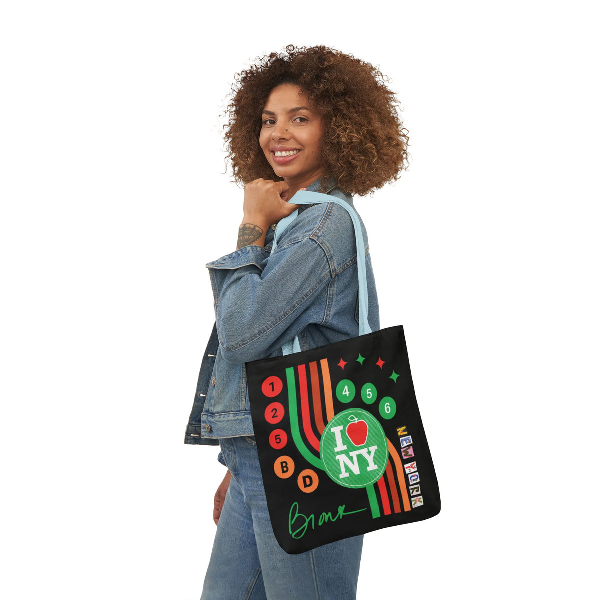 Personalized initial NY Retro Subway Canvas Tote — Colorful Graphic Market Bag