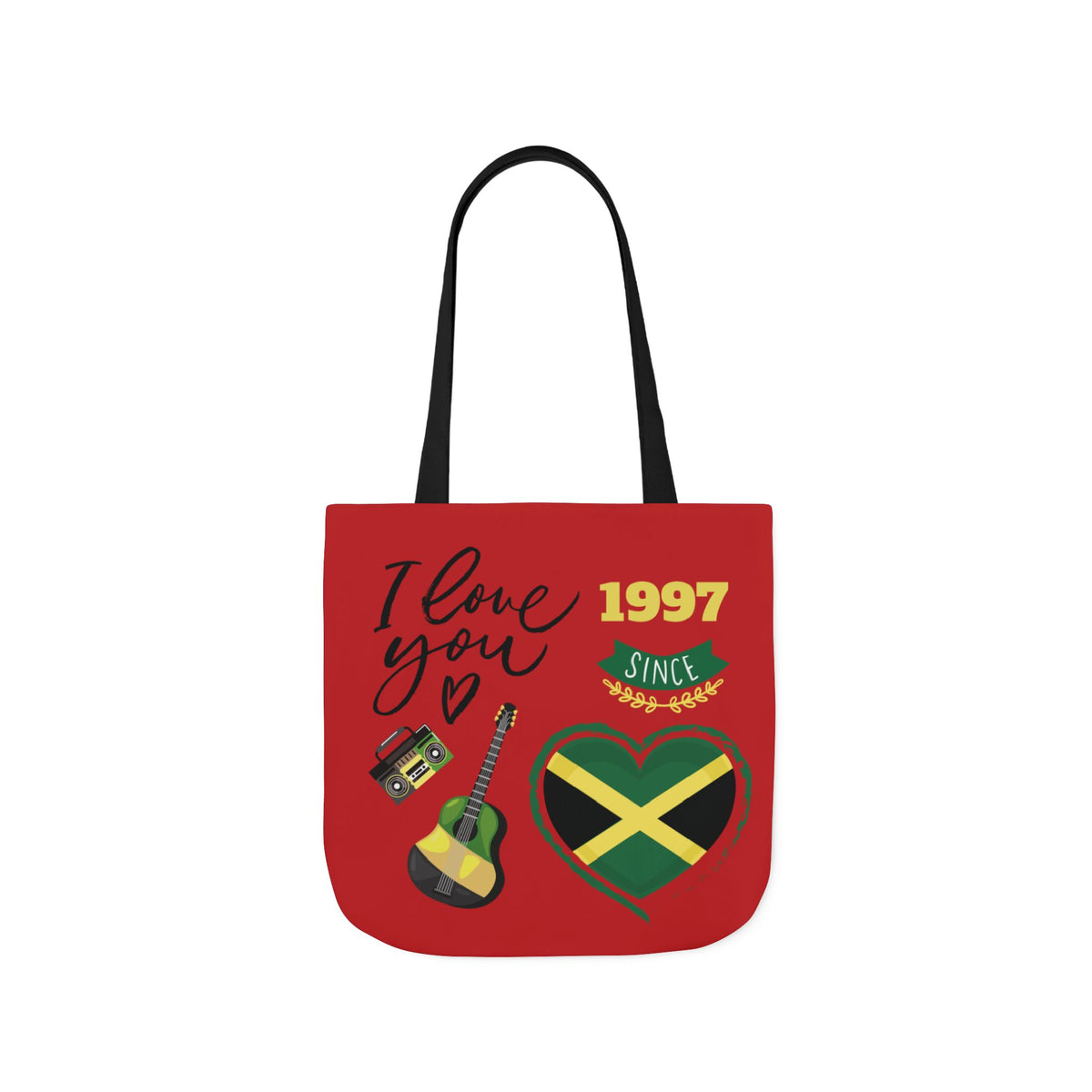 Personalized D.O.B & Initial Jamaica Theme Canvas Tote Bag