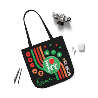 Personalized initial NY Retro Subway Canvas Tote — Colorful Graphic Market Bag