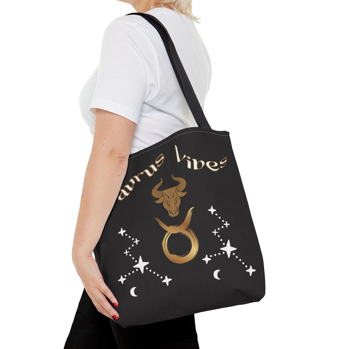 Personalized Taurus Vibes' Zodiac Canvas Tote Bag with Birth Year & Initials