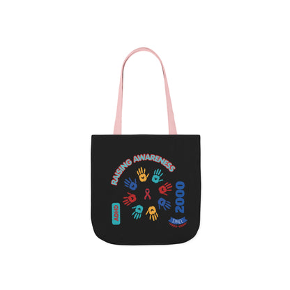 ADHD Awareness Rainbow Ribbon Canvas Tote with Personalized awareness year.