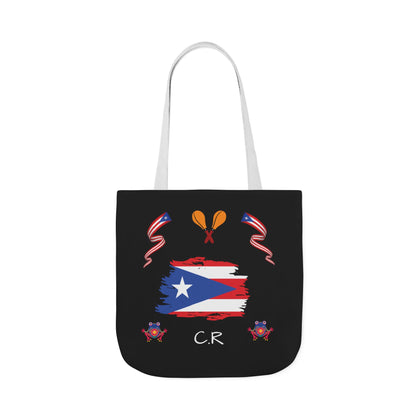 Puerto Rico Pride Canvas Tote Bag — Personalized with initial and D.O.D