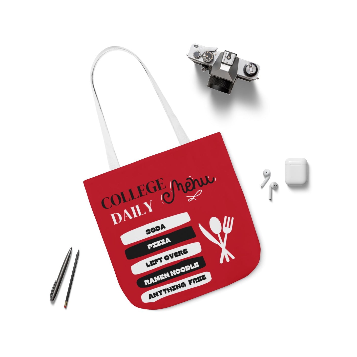 Funny Student Red Canvas Tote Bag