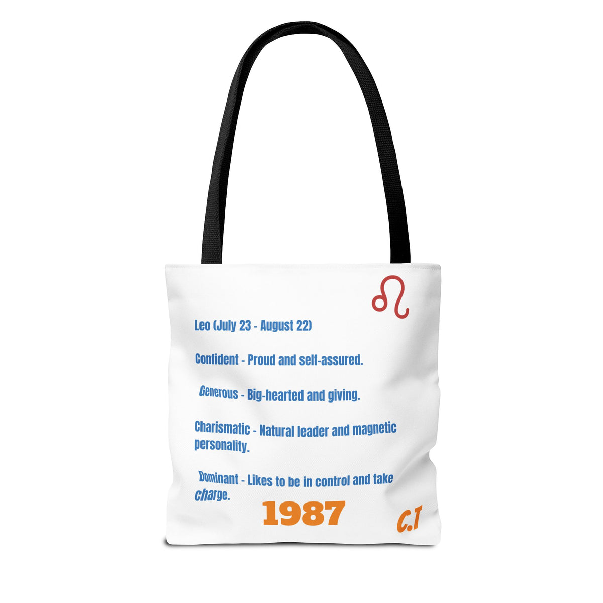 Personalized Year & Initial, Leo Vibes Zodiac White Tote Bag