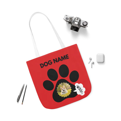 Red and Black Personalized Dog Canvas Tote Bag