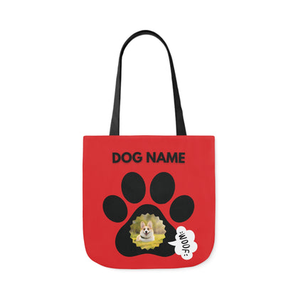 Red and Black Personalized Dog Canvas Tote Bag