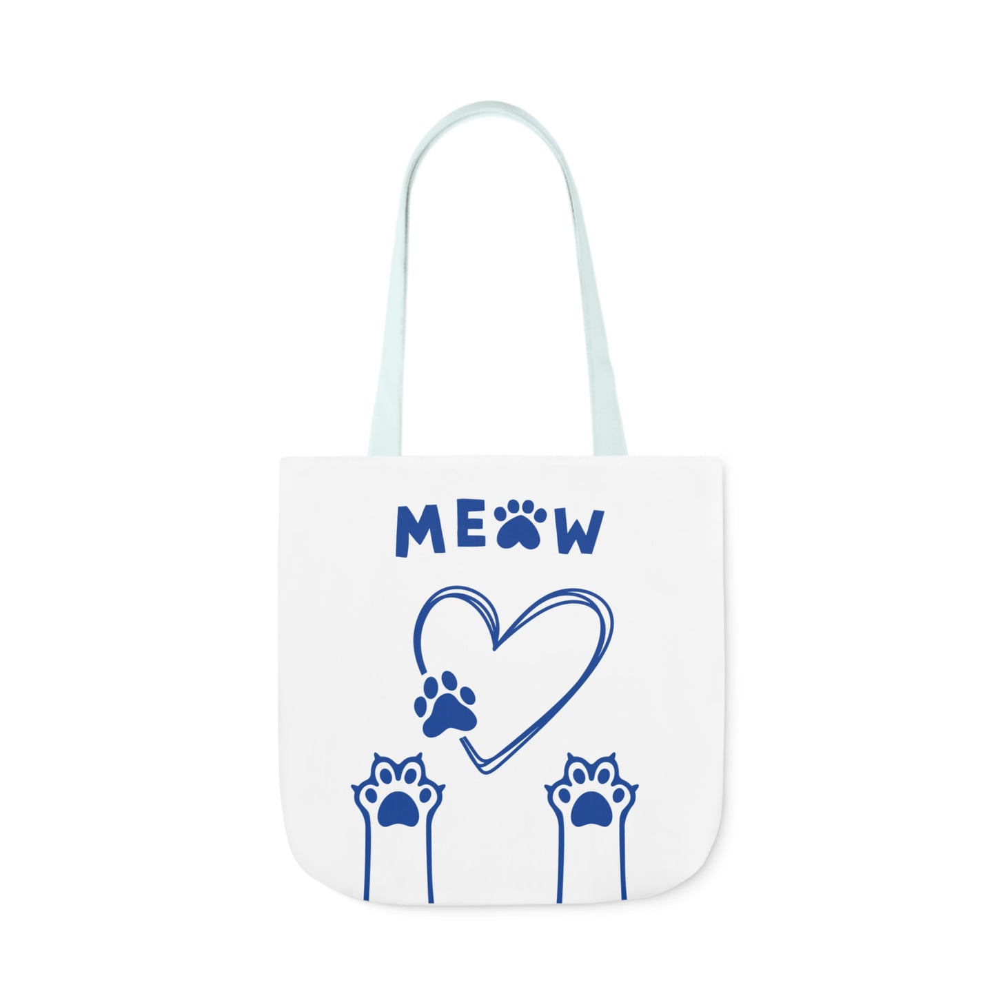 White and Blue Personalized Cat Canvas Tote Bag