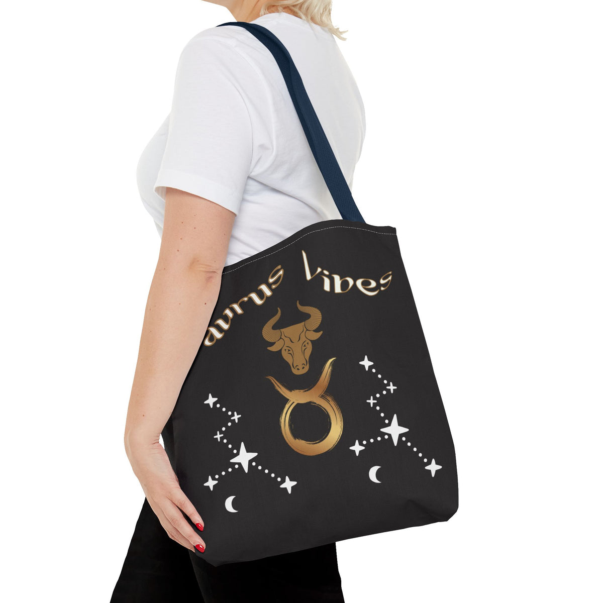 Personalized Taurus Vibes' Zodiac Canvas Tote Bag with Birth Year & Initials