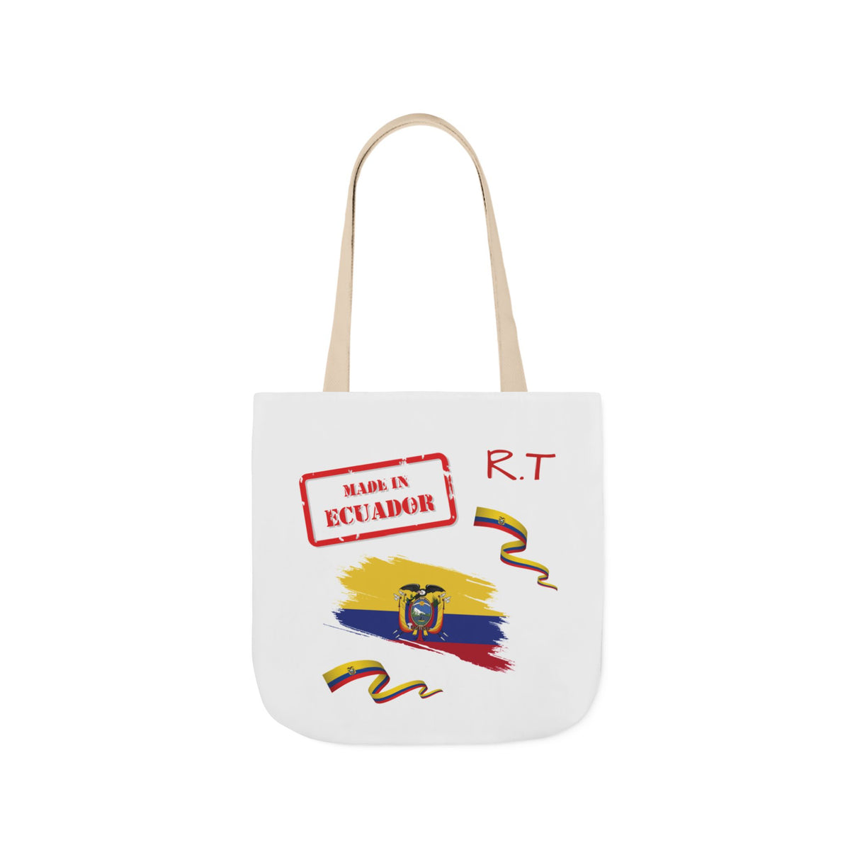 Ecuador Canvas Tote — "Te Amo" Heart Flag Design Personalized initial and D.O.B