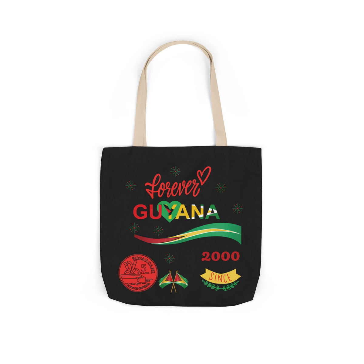 Personalized D.O.B and initial Love You Guyana Canvas Tote Bag