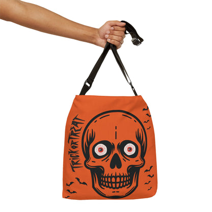 Personalized initial Orange and Black Halloween Tote Bag with shoulder strap
