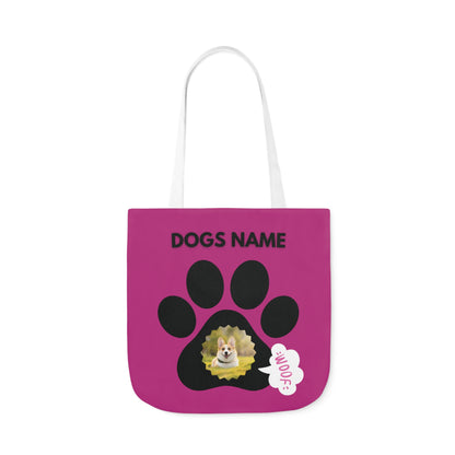 Pink Personalized Dog Canvas Tote Bag