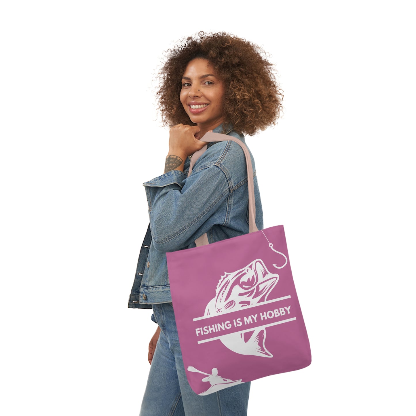 Fishing Canvas Pink Tote Bag