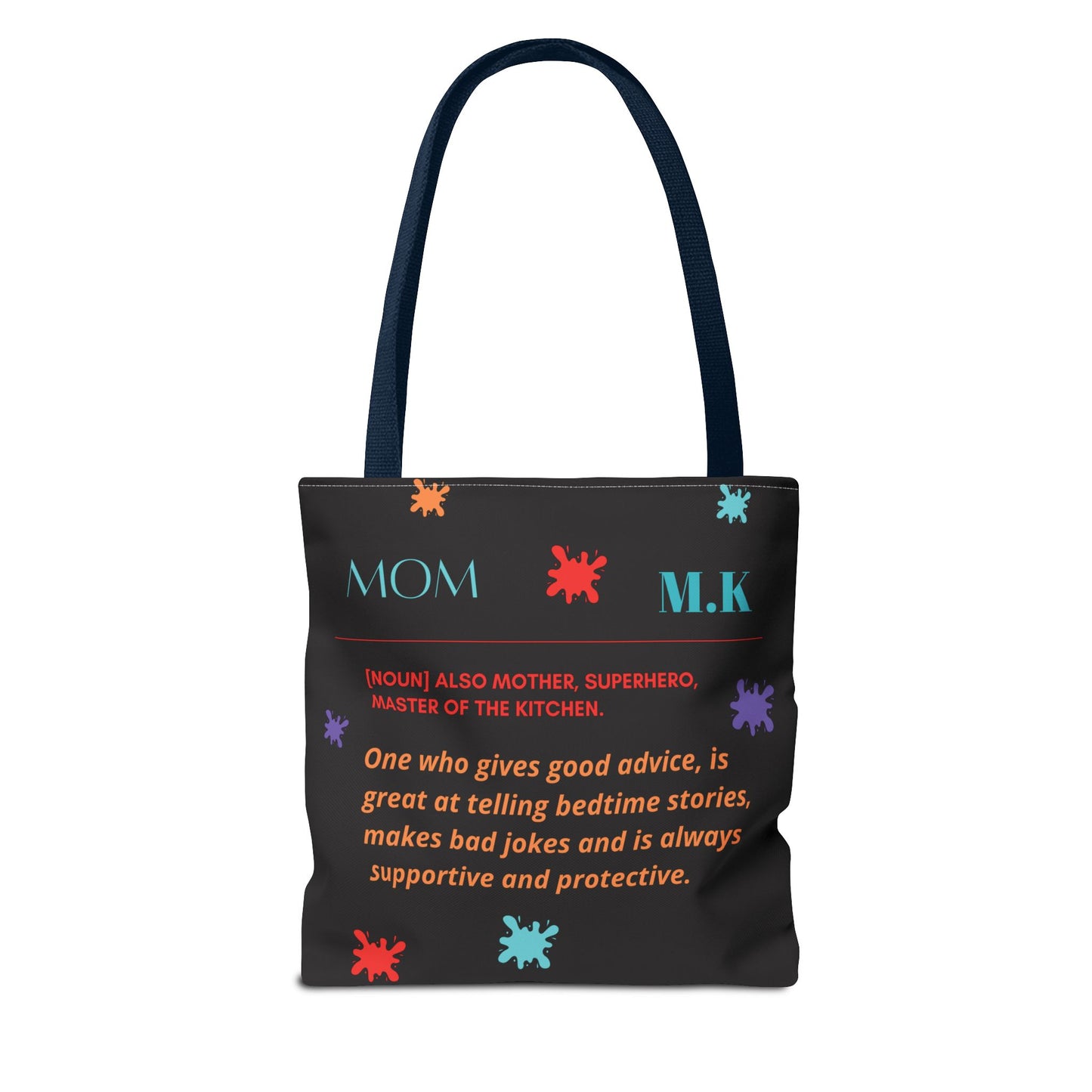 Personalized Mom Canvas Tote Bag — Watercolor Initials Splash
