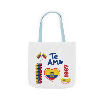 Ecuador Canvas Tote — "Te Amo" Heart Flag Design Personalized initial and D.O.B
