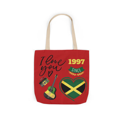 Personalized D.O.B & Initial Jamaica Theme Canvas Tote Bag