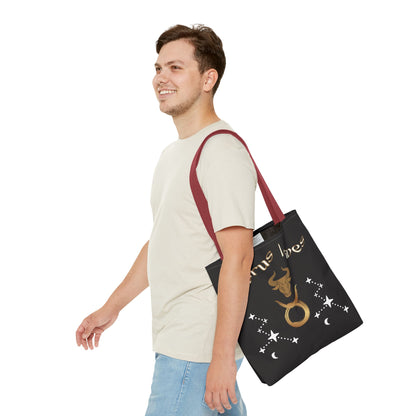 Personalized Taurus Vibes' Zodiac Canvas Tote Bag with Birth Year & Initials