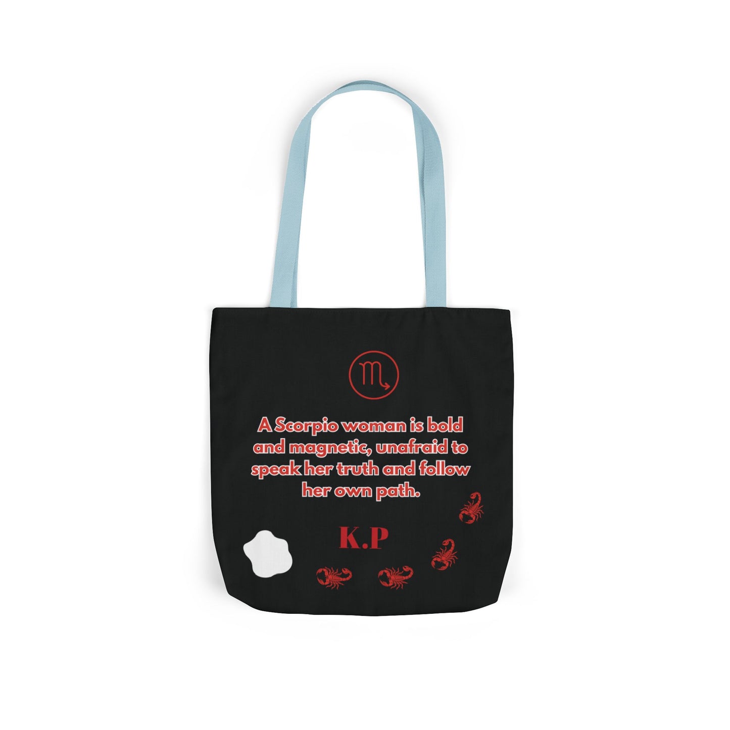 Personalized D.O.B Scorpio 1987 Tote Bag with initials in back — Zodiac Canvas Tote with Neon Scorpion Design