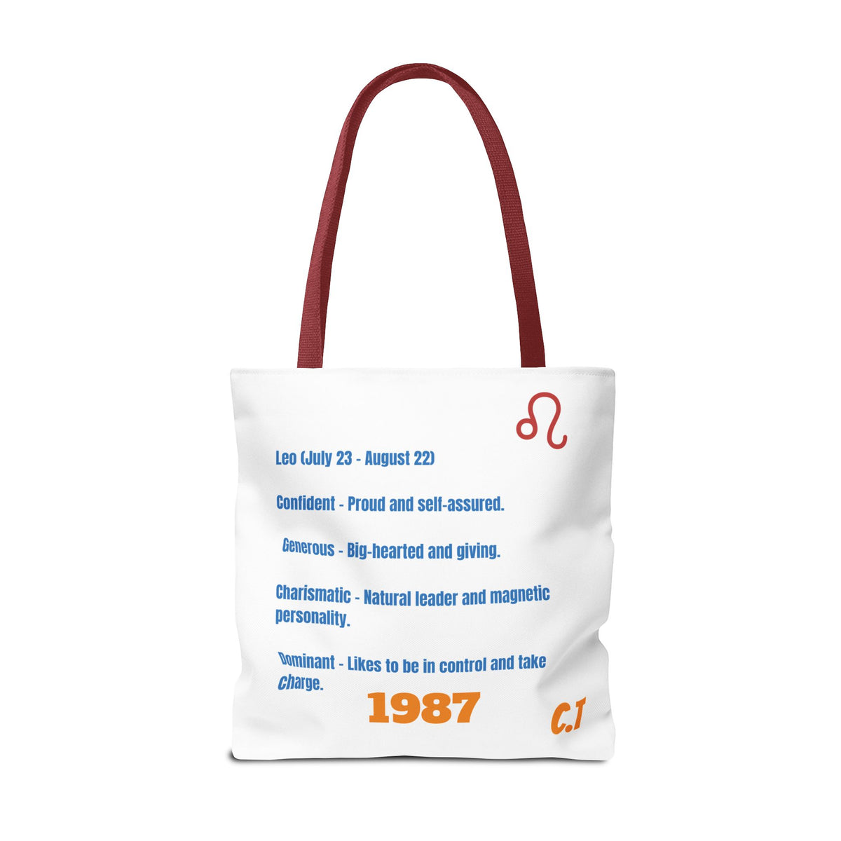 Personalized Year & Initial, Leo Vibes Zodiac White Tote Bag
