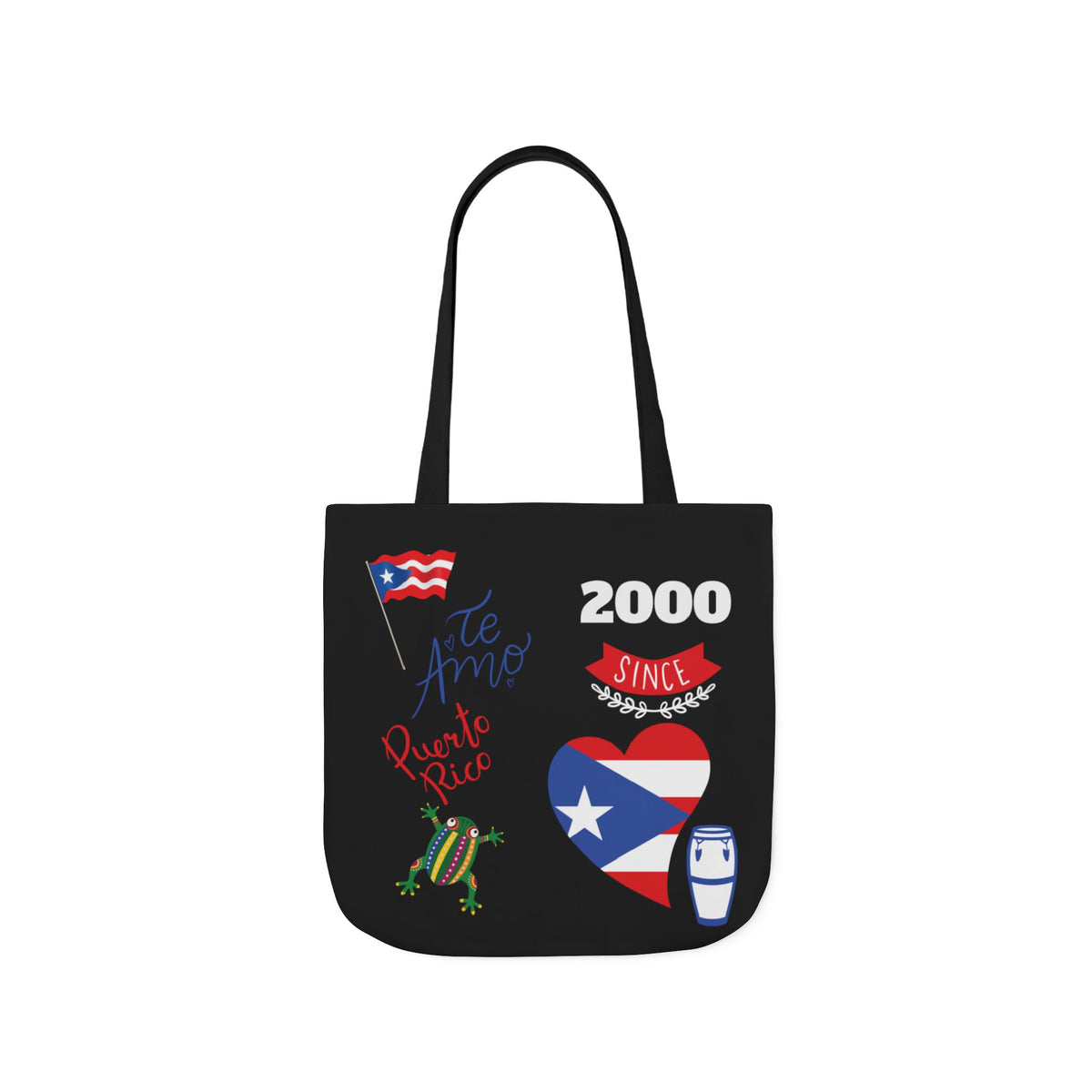 Puerto Rico Pride Canvas Tote Bag — Personalized with initial and D.O.D