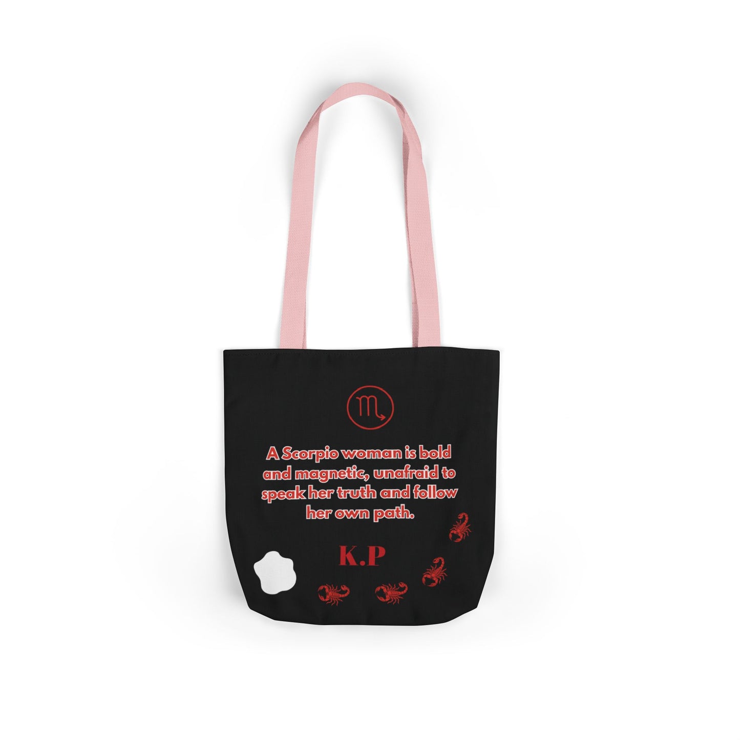 Personalized D.O.B Scorpio 1987 Tote Bag with initials in back — Zodiac Canvas Tote with Neon Scorpion Design