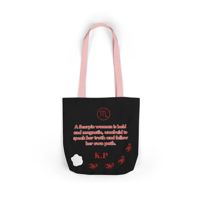 Personalized D.O.B Scorpio 1987 Tote Bag with initials in back — Zodiac Canvas Tote with Neon Scorpion Design