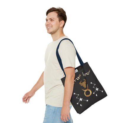 Personalized Taurus Vibes' Zodiac Canvas Tote Bag with Birth Year & Initials