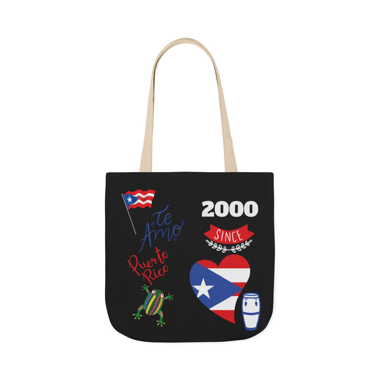 Puerto Rico Pride Canvas Tote Bag — Personalized with initial and D.O.D