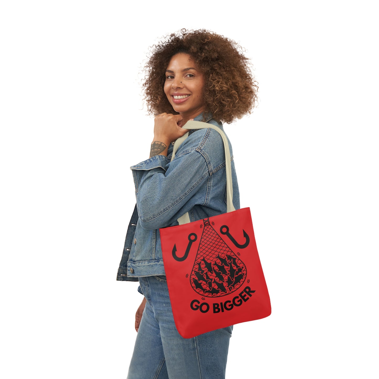 Fishing Canvas Red Tote Bag