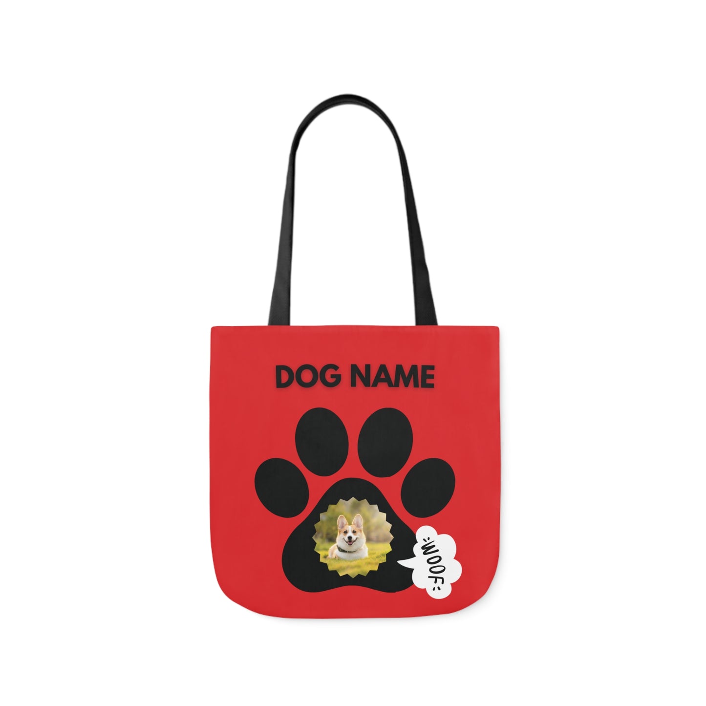 Red and Black Personalized Dog Canvas Tote Bag