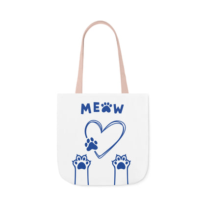 White and Blue Personalized Cat Canvas Tote Bag